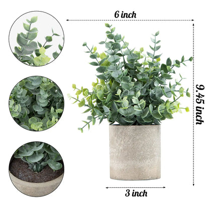2 Pack Small Faux Potted Eucalyptus Plants for Desk