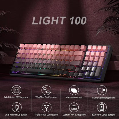 MageGee LIGHT100 Gasket Mounted, Hot Swappable, Tri-Mode, RGB Backlit Mechanical Keyboard