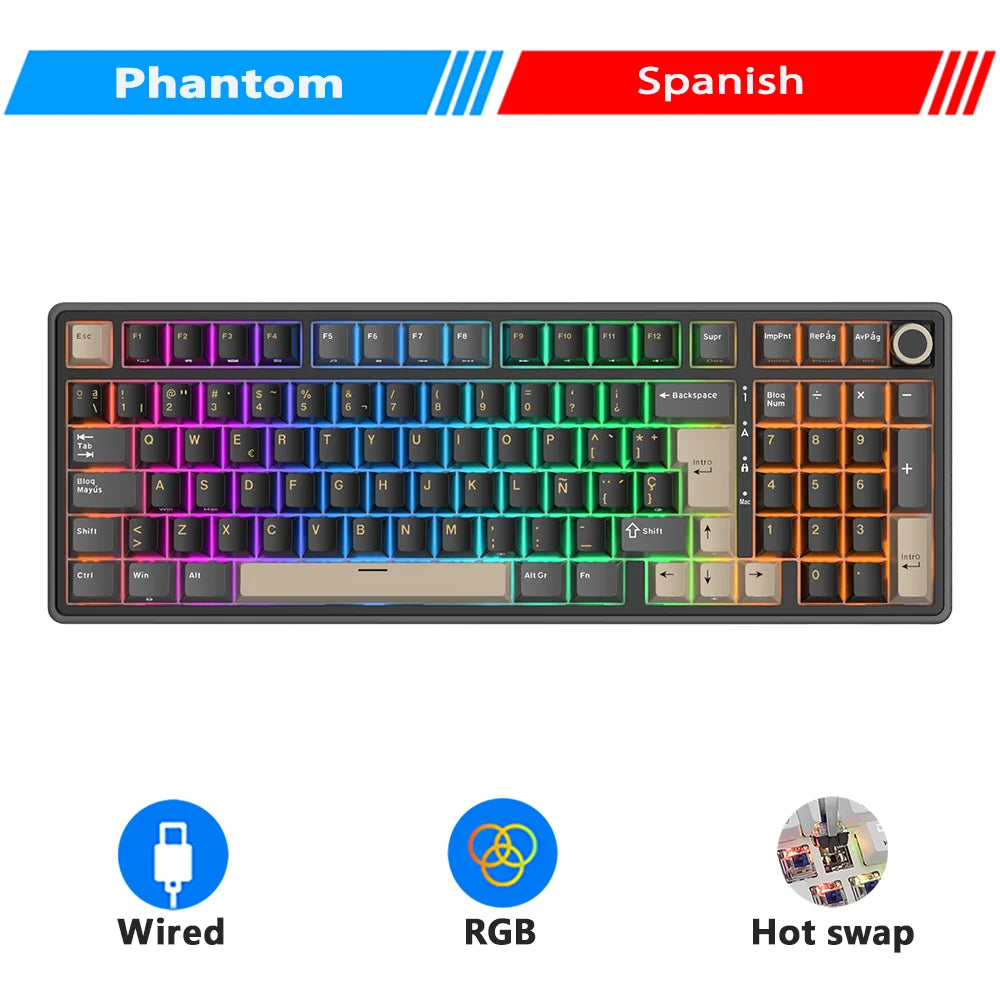 RK ROYAL KLUDGE R98Pro Gasket Mounted, Wired Mechanica, Hot -Swappable Keyboard