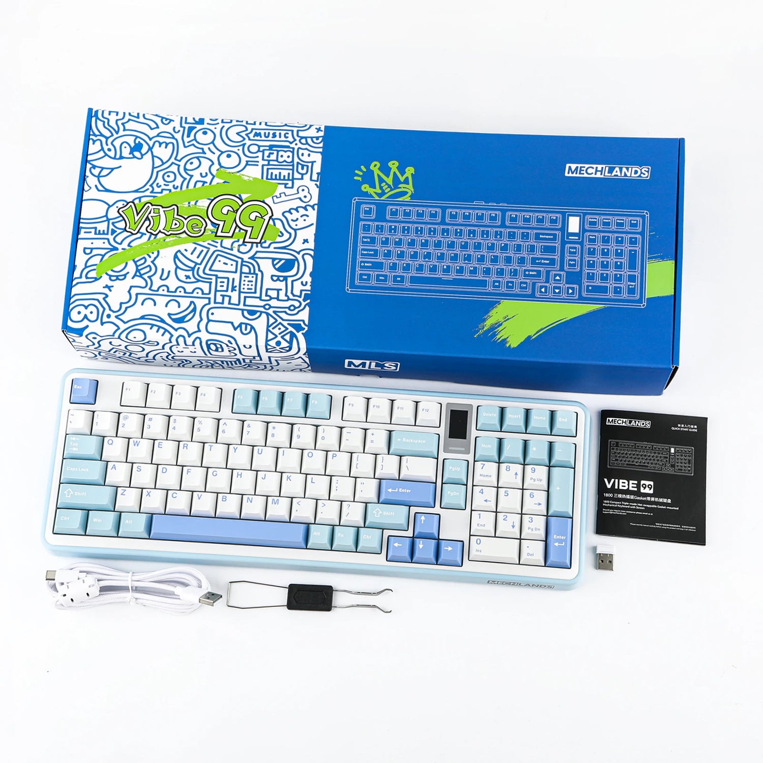 MechLands Vibe99 Gasket-mounted Wireless Mechanical Keyboard with 1.06-Inch TFT Screen