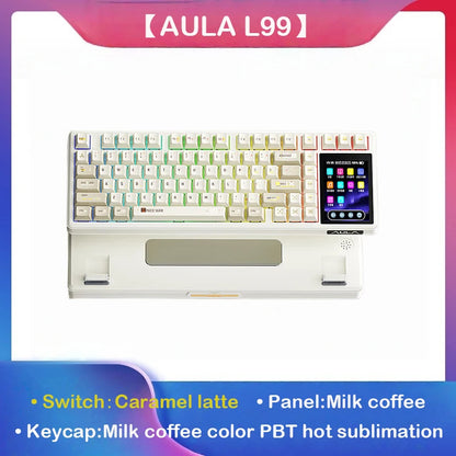 AULA L99 Intelligent Screen Wireless Mechanical Keyboard w/ Tri-mode &amp; Raindrop or Latte Switch