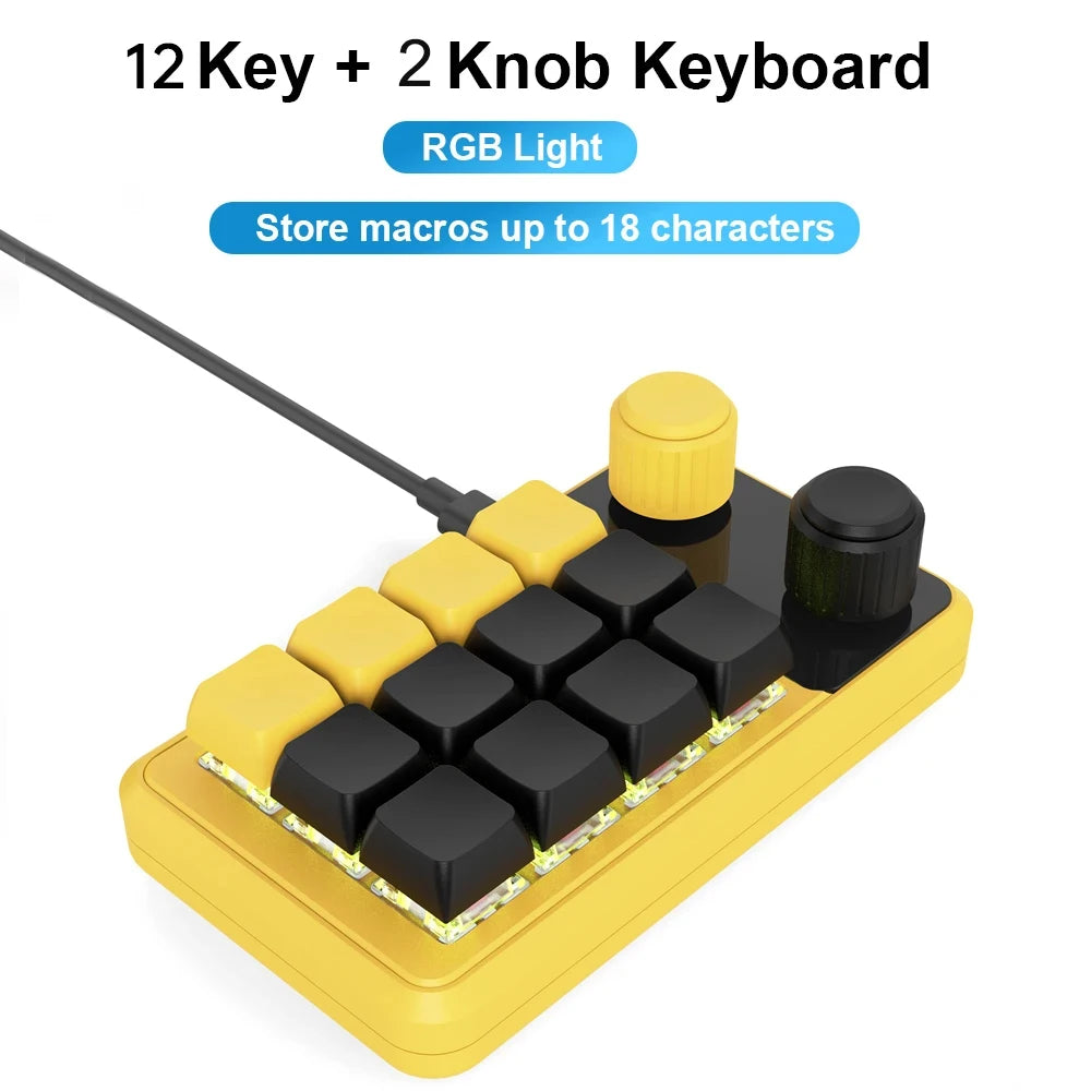 Programmable 12-Key RGB Gaming Macropad w/ Knobs – Hot-Swap Mini Keypad