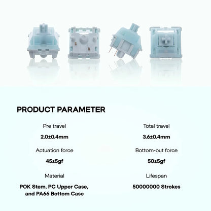 100 Piece EPOMAKER Creamy Jade Linear Switch Set 5-Pin Pre-Lubed Switches - Compatible with MX Structure Keycaps