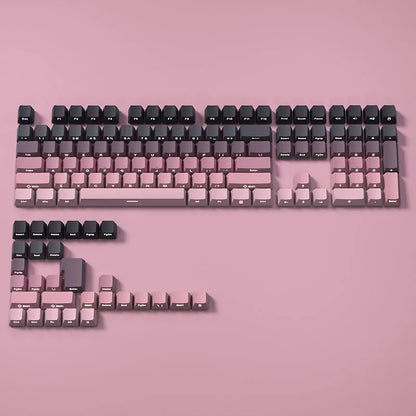 Gradient Side Printed Shine Through PBT Double Shot OEM Profile Keycaps for MX Switches 130 Count
