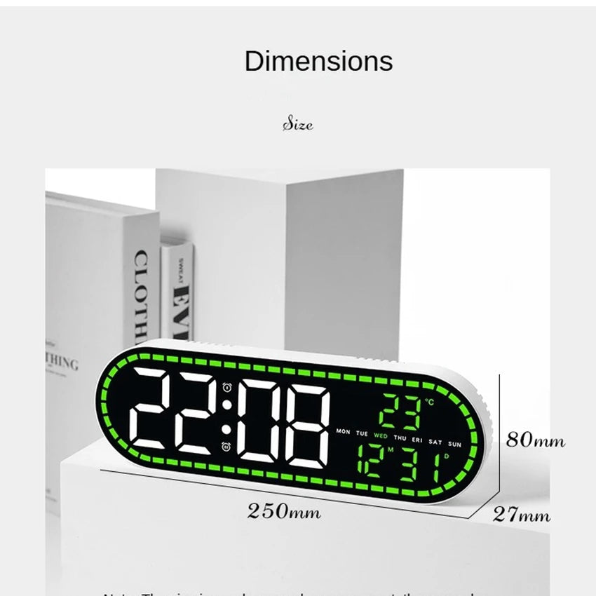 Modern LED Digital Wall Clock (Large Display w/ Date &amp; Temperature)