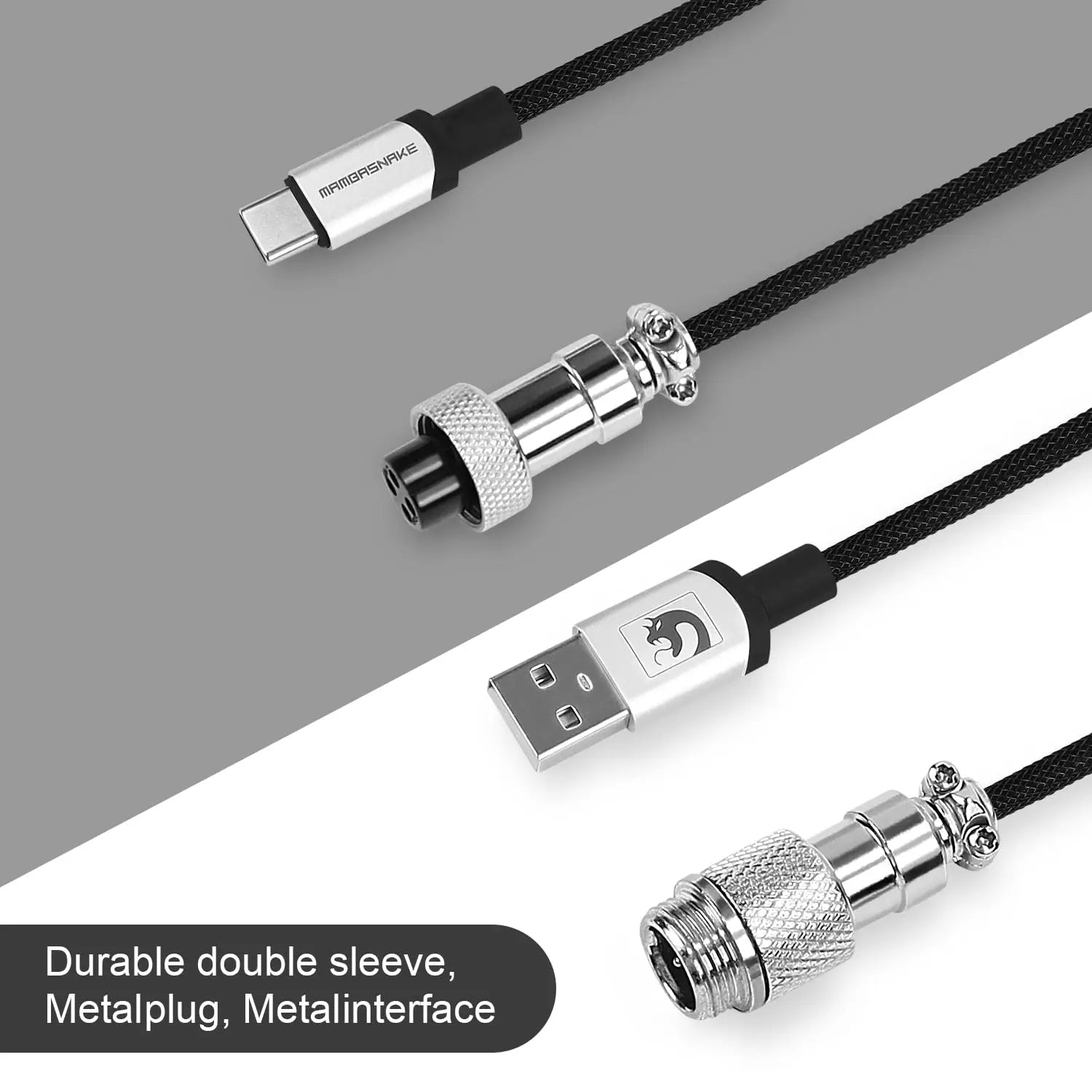 ATTACK SHARK C01 PRO Coiled USB C Custom Braided Double-Sleeved Mechanical Keyboard Charging Cable