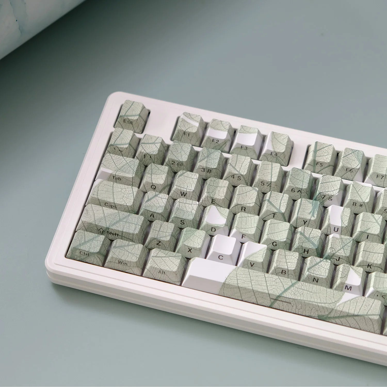 135 Key Leaf Theme PBT Double Shot Keycaps Side Print Shine Through Cherry Profile