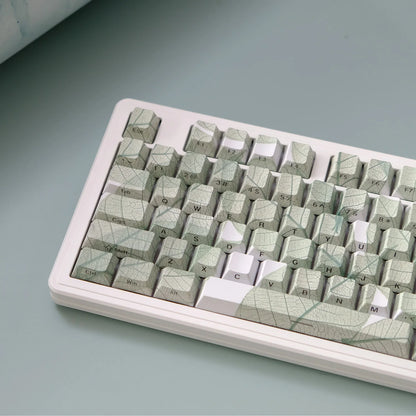 135 Key Leaf Theme PBT Double Shot Keycaps Side Print Shine Through Cherry Profile