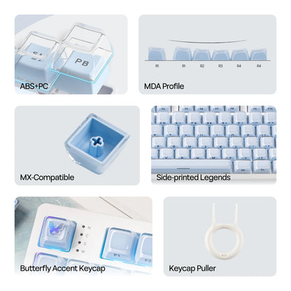 EPOMAKER Lusterfly Jelly Keycaps 123 Keys MDA Profile MX-Compatible