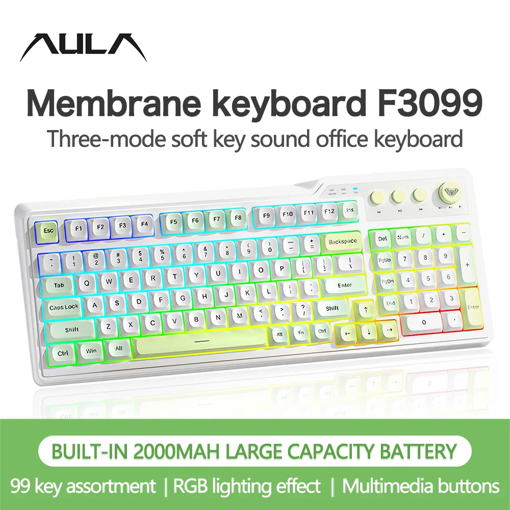 AULA F3099 Membrane 99 Keys RGB Backlit Tri-Mode Keyboard