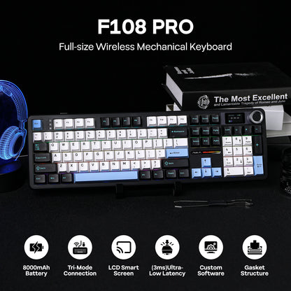 EPOMAKER AULA F108 PRO Full Size 100% Layout Gasket Mounted Wireless Keyboard