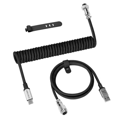 ATTACK SHARK C01 PRO Coiled USB C Custom Braided Double-Sleeved Mechanical Keyboard Charging Cable