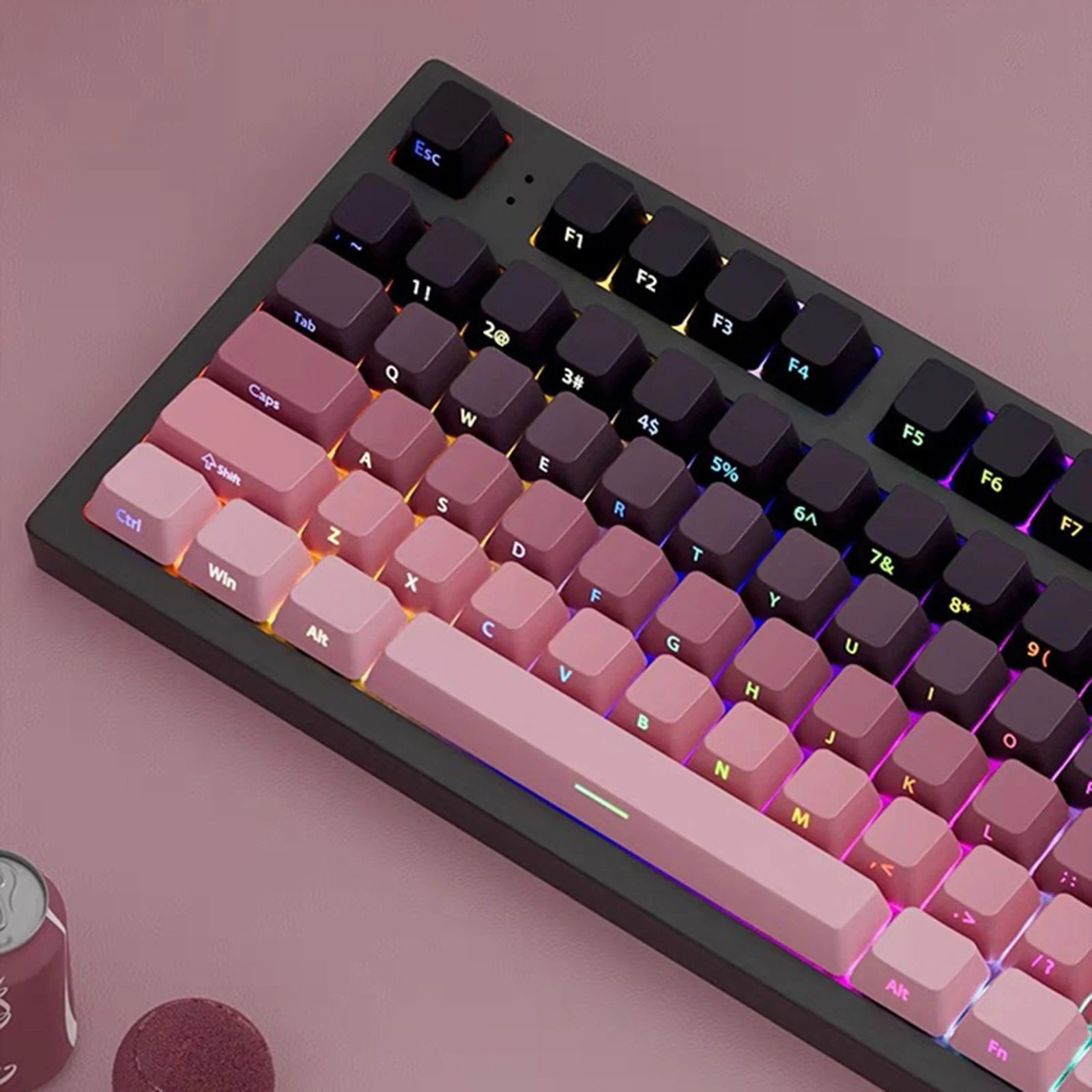 Gradient Side Printed Shine Through PBT Double Shot OEM Profile Keycaps for MX Switches 130 Count