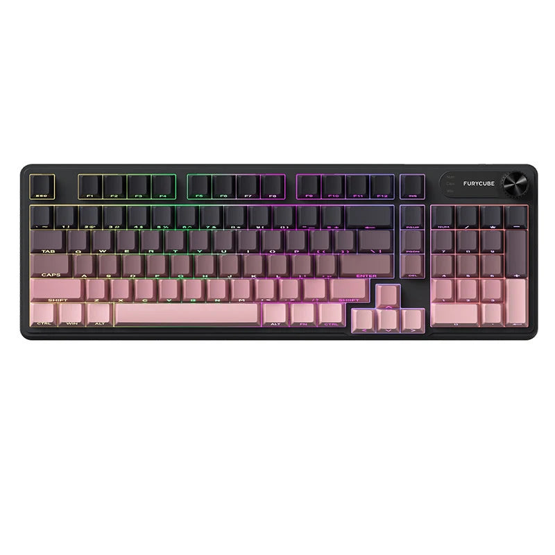 FURYCUBE IP98 Wired Membrane Keyboard - 98 Keys with RGB Translucent Characters & Knob