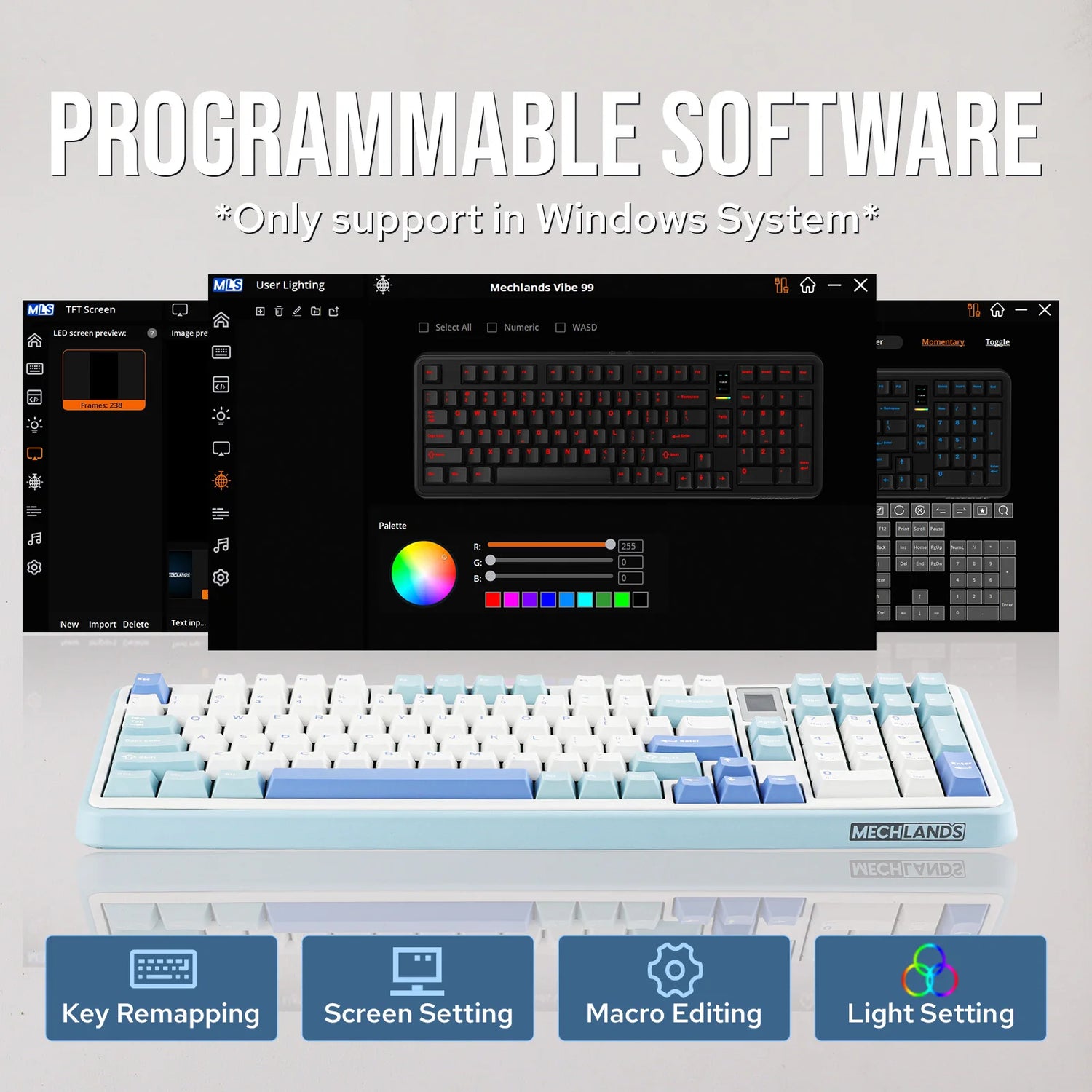 MechLands Vibe99 Gasket-mounted Wireless Mechanical Keyboard with 1.06-Inch TFT Screen