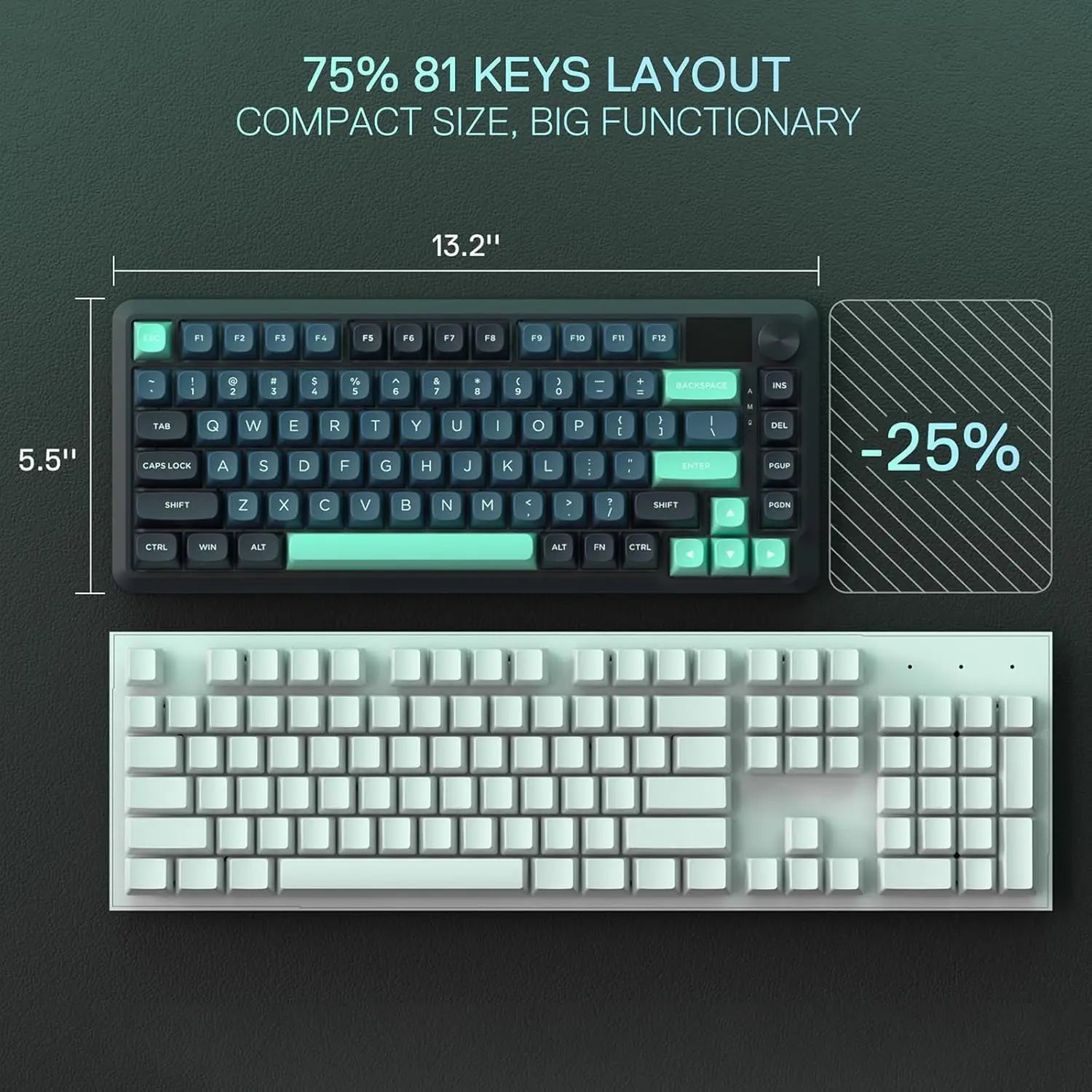 Redragon K724 PRO Wireless Gasket Gaming Keyboard w/ Screen &amp; Knob &amp; Mint Mambo Switches