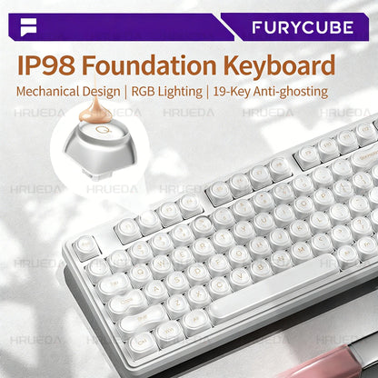 FURYCUBE IP98 Pro Tri-Model and Wired Membrane Keyboard with RGB &amp;I Intelligent Knob