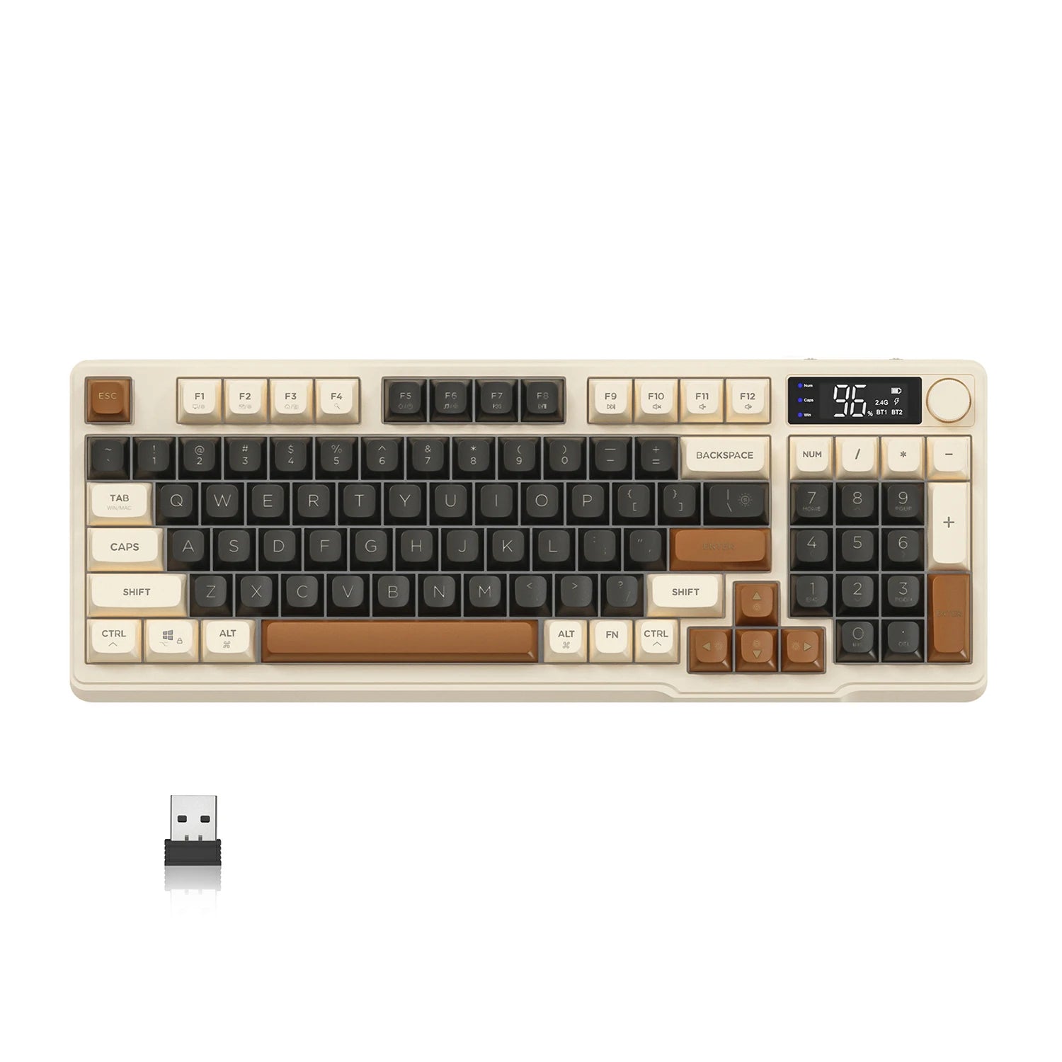 FreeWolf M96 Wireless Membrane Keyboard with Display Screen &amp; Knob