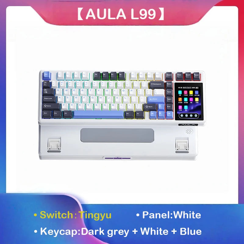 AULA L99 Intelligent Screen Wireless Mechanical Keyboard w/ Tri-mode &amp; Raindrop or Latte Switch