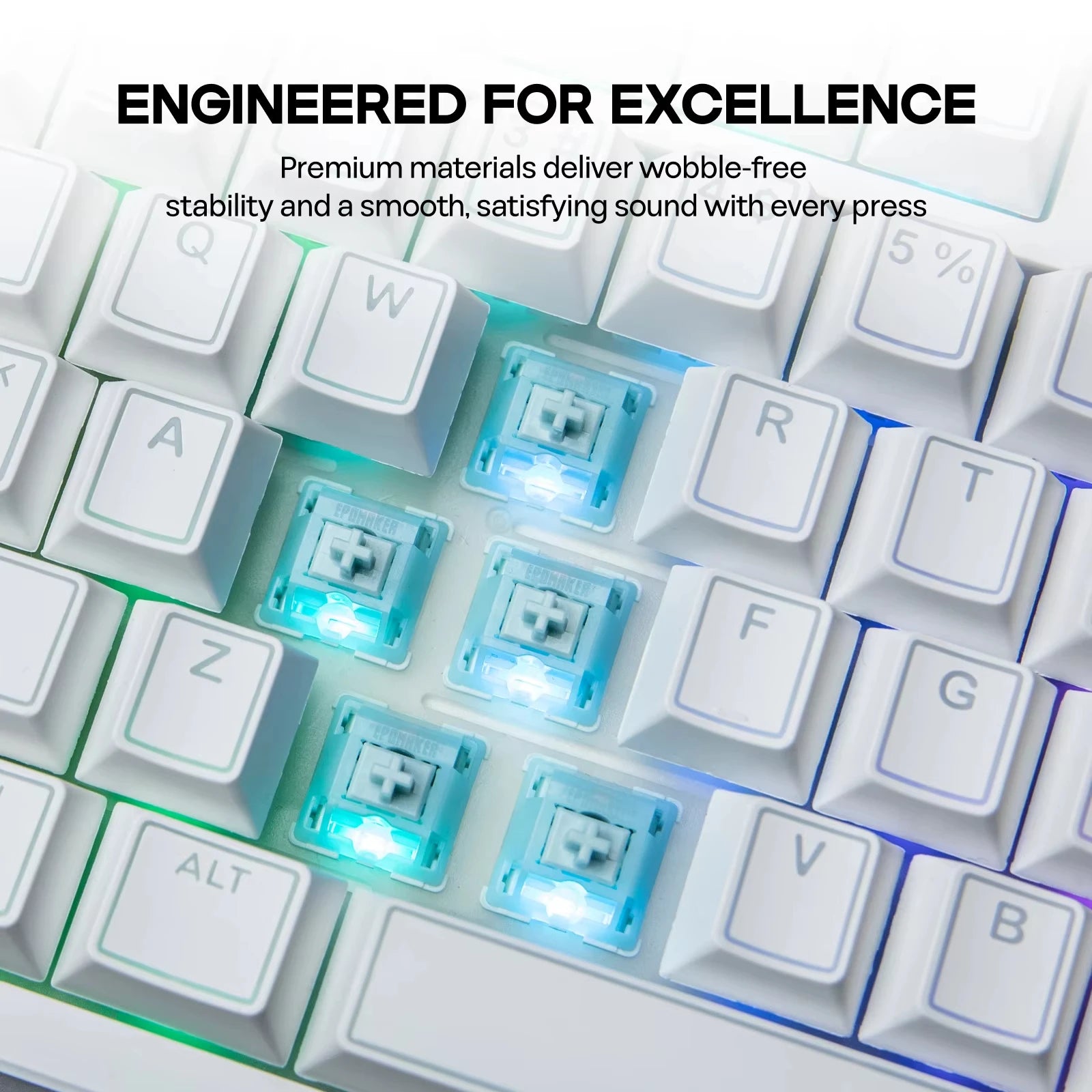 100 Piece EPOMAKER Creamy Jade Linear Switch Set 5-Pin Pre-Lubed Switches - Compatible with MX Structure Keycaps