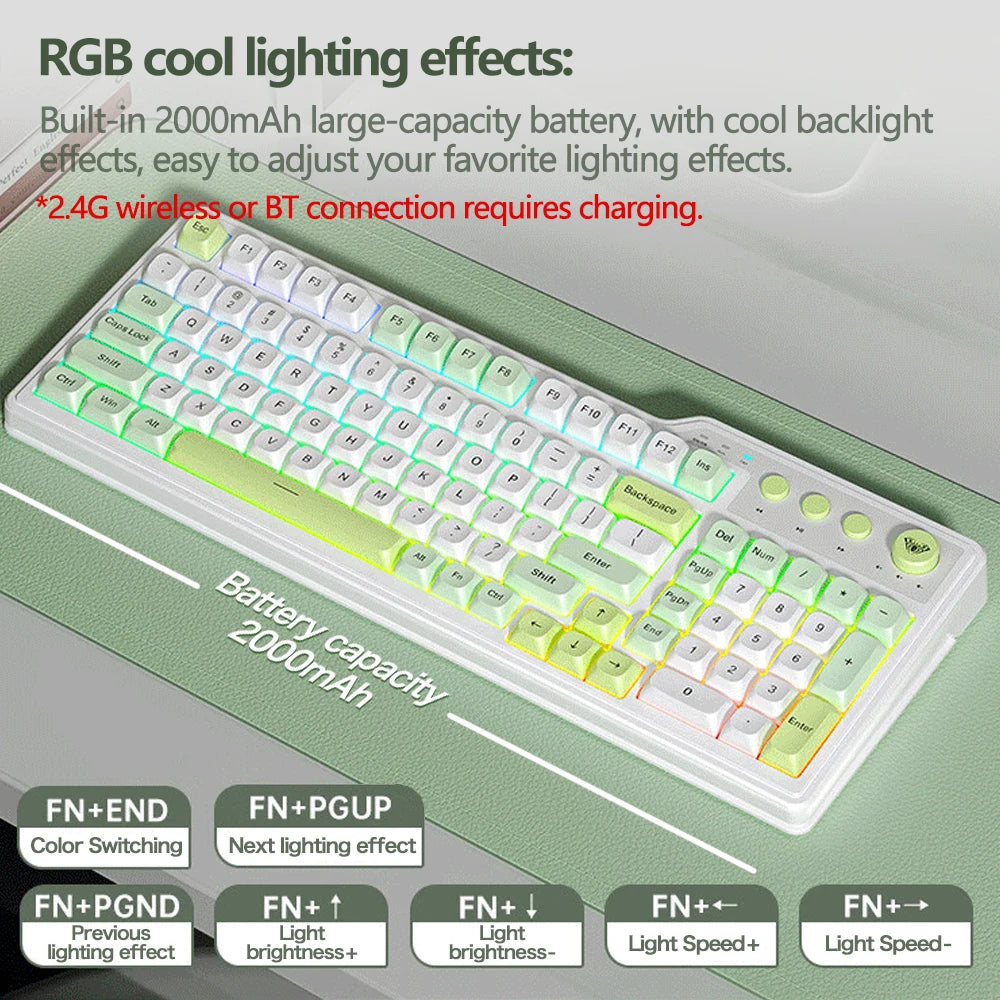 AULA F3099 Membrane 99 Keys RGB Backlit Tri-Mode Keyboard