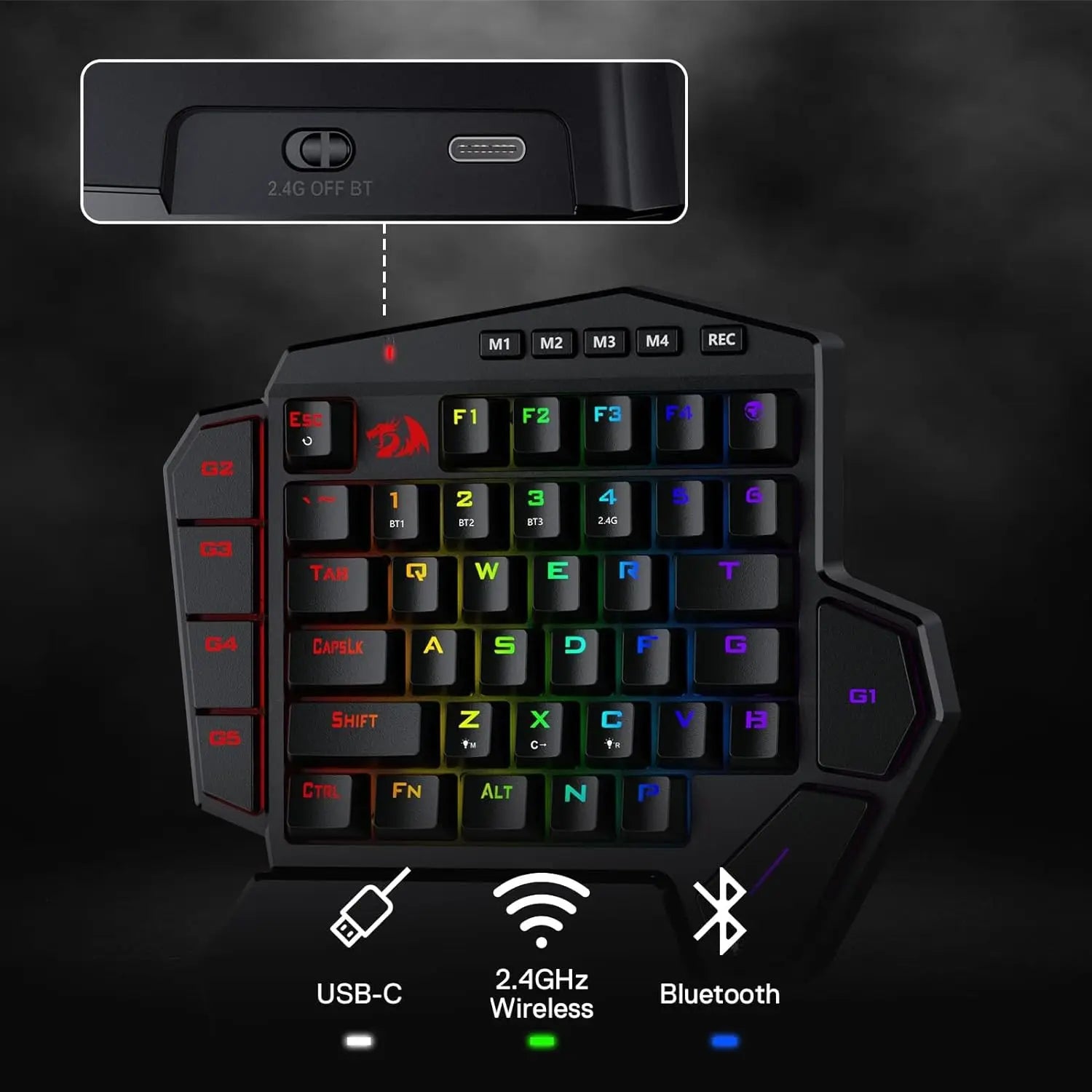 Redragon K585 PRO Wireless One-Handed Mechanical Keyboard 42 Keys 3-Mode RGB