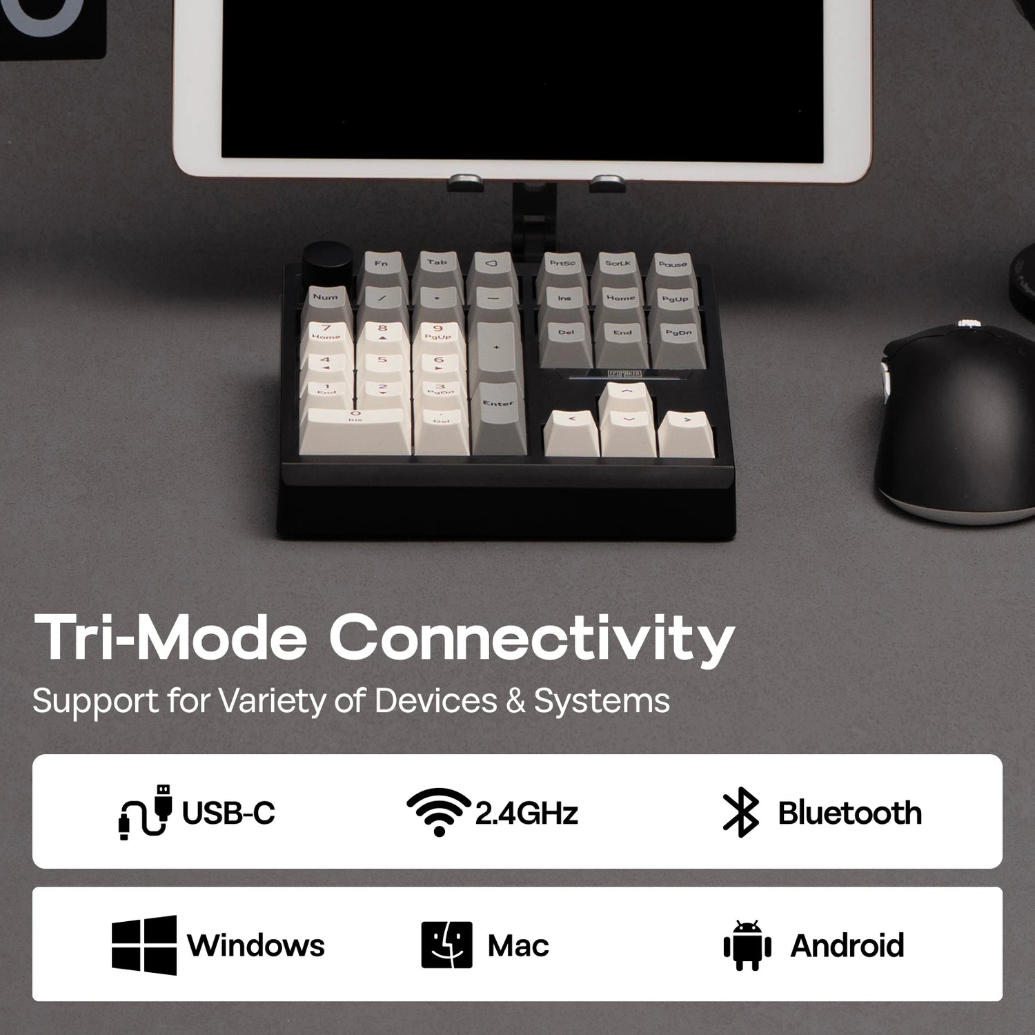 EPOMAKER TH33 QMK/VIA 30% Layout Hot-Swap Wired/Bluetooth/2.4G Wireless Mechanical Numpad