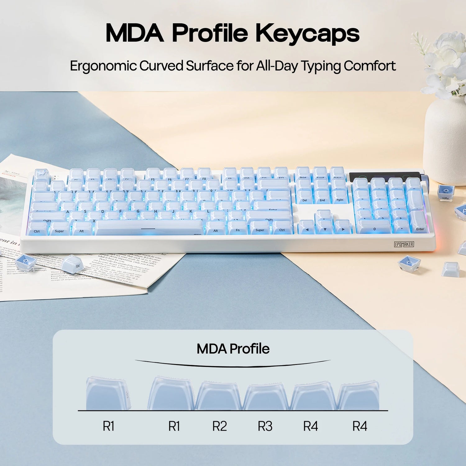 EPOMAKER Lusterfly Jelly Keycaps 123 Keys MDA Profile MX-Compatible