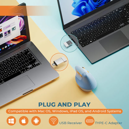 SEENDA Vertical Wireless Ergonomic Type C Rechargeable USB Mouse