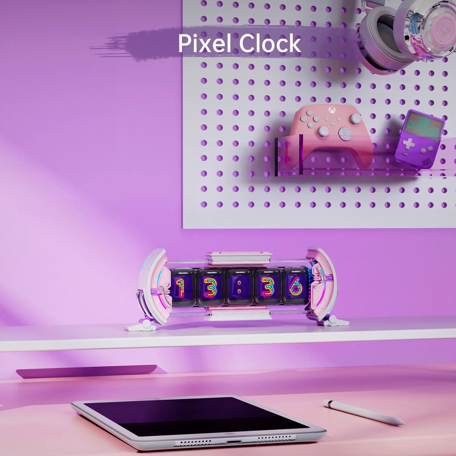 Orbit Panel Smart Customizable Times Gate Cyberpunk Pink RGB Desk Display
