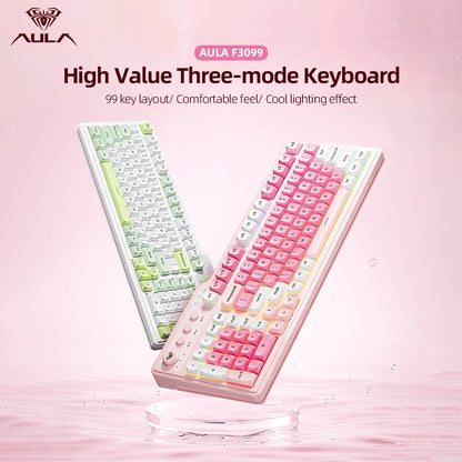 AULA F3099 Membrane 99 Keys RGB Backlit Tri-Mode Keyboard