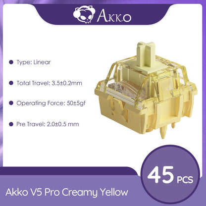 Akko V5 Pro Cream Yellow  5 Pin 50gf Thocky Linear Factory Lubed Switch