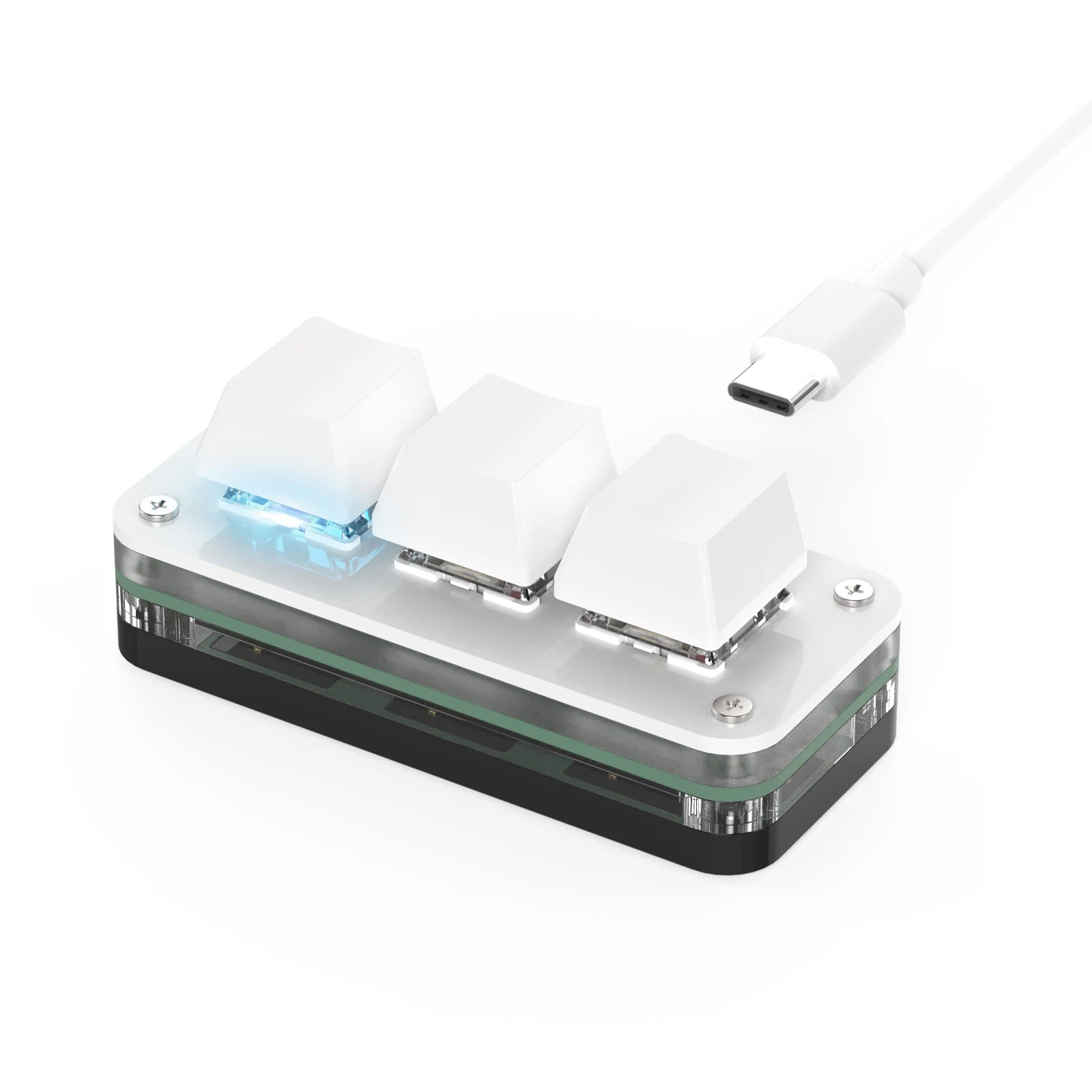 Programmable 2 &amp; 3-Key RGB Macropad with Rotary Knob – Hot-Swap Red Switch