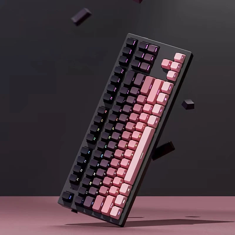 Gradient Side Printed Shine Through PBT Double Shot OEM Profile Keycaps for MX Switches 130 Count