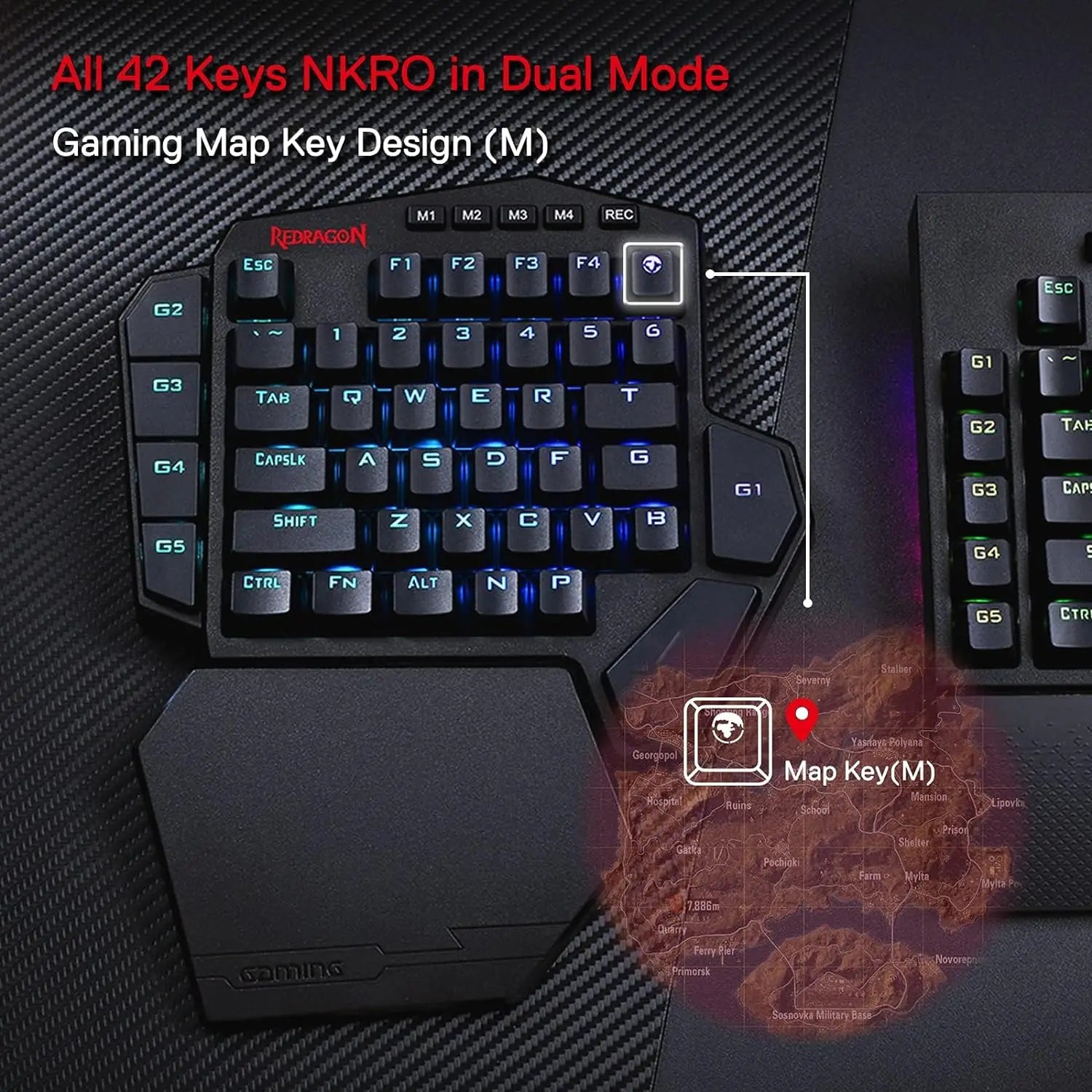 Redragon K585 PRO Wireless One-Handed Mechanical Keyboard 42 Keys 3-Mode RGB