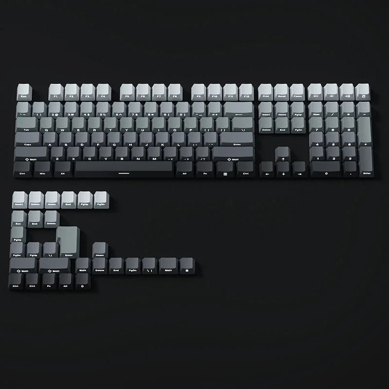 Gradient Side Printed Shine Through PBT Double Shot OEM Profile Keycaps for MX Switches 130 Count
