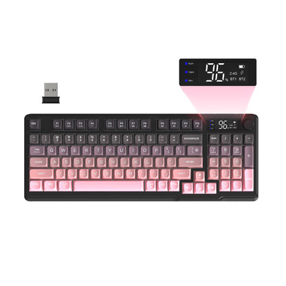 FreeWolf M96 Wireless Membrane Keyboard with Display Screen &amp; Knob