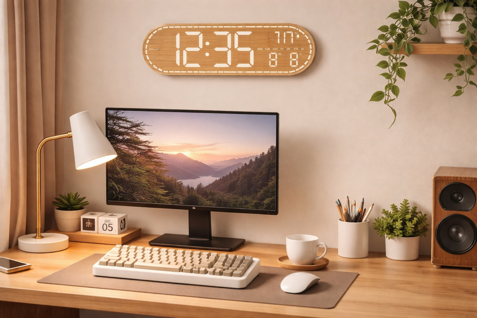 Modern LED Digital Wall Clock (Large Display w/ Date &amp; Temperature)